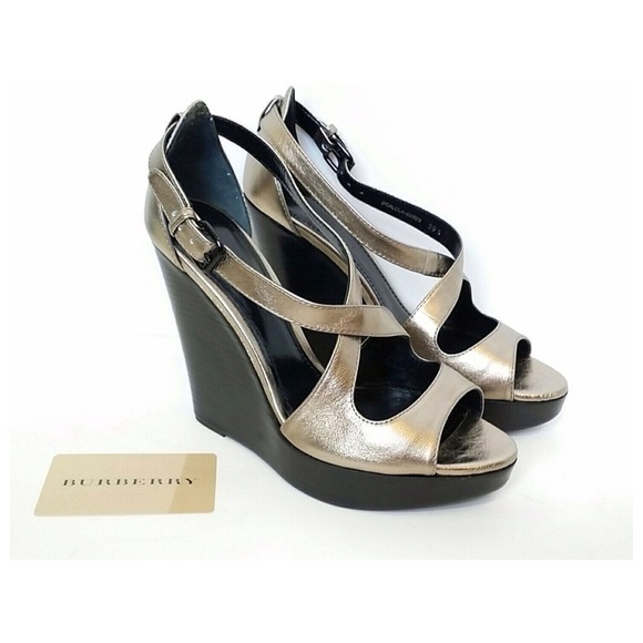 Burberry Wedge Shoes Metallic Goldstone Color in Dust Bag and Box - Picture 4 of 4